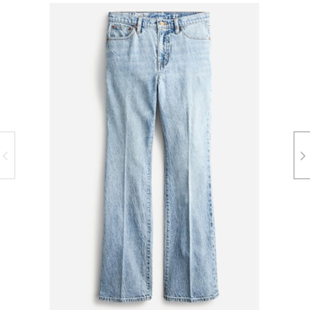 NWT J. Crew Petite 25 Full-length demi-boot jean in Light Indigo wash